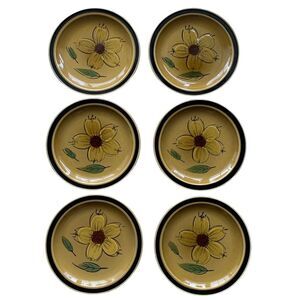 Vintage set of 6 designers collection hand decorated 8" plates honey flower